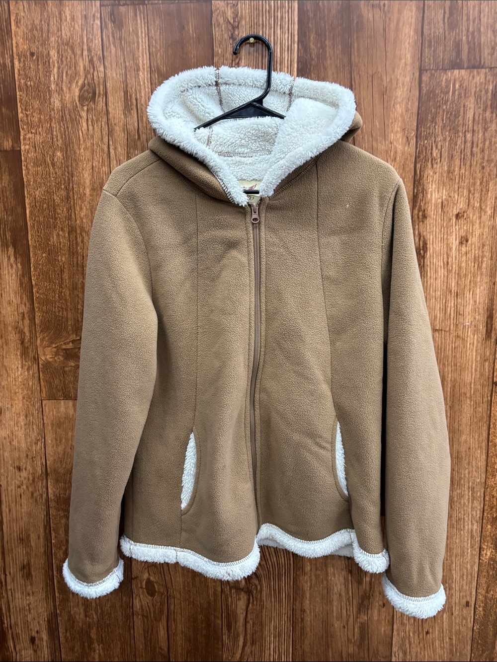 Faded Glory Camel Hooded Faux-Sherpa Lined Jacket